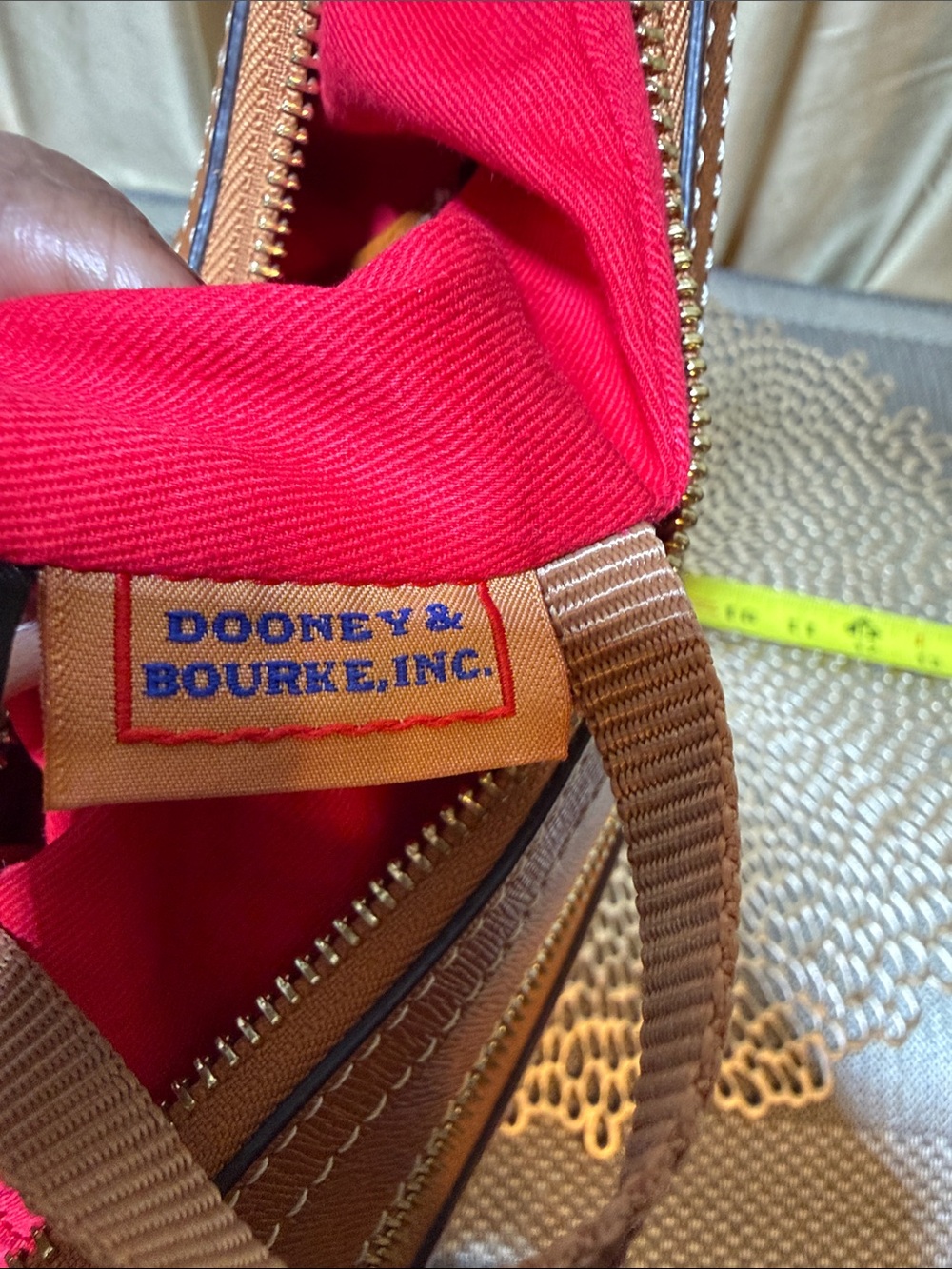 Dooney & Bourke Saffiano Leather Hobo Shoulder Bag - Cognac / Caramel (EUC) - Picture 8 of 14